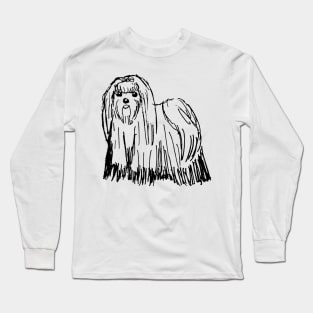 Maltese Dog Sketch Long Sleeve T-Shirt